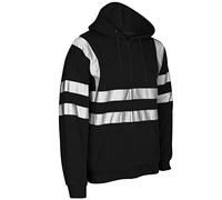 Hi Vis Visibility Zip Sweatshirt Hoody | Hooded Work Top | EN471 (3XL, Black, 3x_l)