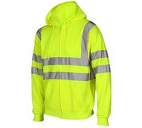 MyShoeStore Hi Visibility Hooded Sweatshirt EN471 Class 3:2 Reflective Safety Work Wear with Zip Fastening, Yellow, XL