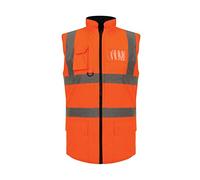 Hi Vis Viz Reversible Fleece Lined Gilet, High Visibility Waterproof Two Tone Reflective Tape Waistcoat Bodywarmer Workwear Vest UK Plus Size S-5XL