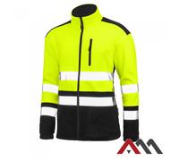 Hi Vis Viz Visibility Fleece Jacket Rain Patch Safety Work Mens Warm Refus
