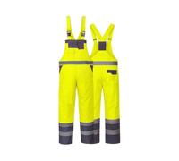 Hi Vis Waterproof Bib & Brace Overalls - Reflective Safety Work Trousers for Men & Women - High Visibility Workwear with Multi Pockets - Durable Orange/Navy or Yellow/Navy - S-4XL