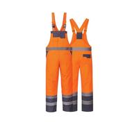 Hi Vis Waterproof Bib & Brace Overalls - Reflective Safety Work Trousers for Men & Women - High Visibility Workwear with Multi Pockets - Durable Orange/Navy or Yellow/Navy - S-4XL