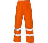 Hi Vis Waterproof Overtrousers, Reflective High Viz Visibility Safety Work Trousers Men's & Women's, Rain Waterproof Pants, Workwear Overalls (UK, Alpha, 3XL, Regular, Regular, Orange)