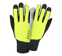 WOWOW - Mens Ladies Hi Vis Windproof Yellow Touchscreen Grip Gel Padded Gloves