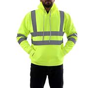 Hi Vis Zip Hooded Sweatshirt High Visibility Reflective Tape Band Work Fleece Safety Hoodie SweatShirts Jacket Warm Security Workwear Jumper Tops Plus Sizes Small to 5XL (S, Yellow - Pull Over)