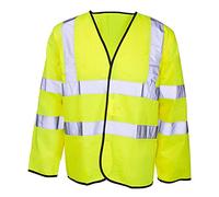HI VIZ Big Size Long Safety Vest, Long Sleeve Velcro Waistcoat (Yellow, XL)