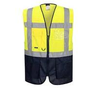 Hi Viz Executive Vests Zip Fastening High Visibility Reflective Tape Safety Work Hi Vis Security Waterproof Workwear Vests Waistcoat Jacket Top Size S-5XL (Standard, yellow navy, 3XL)