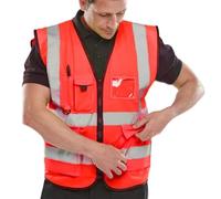 Hi Viz Executive Work Safety Zip Vest Pocket Hi Vis Waistcoat High Visibility S-6XL