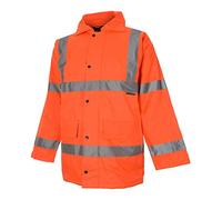 Hi Viz Hi Vis High Visibility 300D Quilted Waterproof 3/4 Length Parka Coat - Orange 4XL Fits Chest 132-140cm Height 2000-206cm - Conforms to EN471:2003 with VizLite Technology.