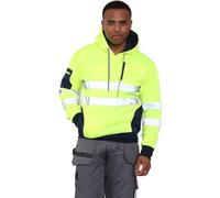 Hi Viz High Visibility Jacket Hoodie Work 3Zip Hooded Pullover Workwear Sweatshirt Fleece (as8, alpha, l, regular, regular, Yellow/Navy)