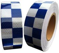 Hi Viz Intensity Blue/White Chequer Reflective Tape 50mm x 2.5m