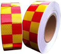 Hi Viz Intensity Red/Yellow Chequer Reflective Tape 50mm x 15m