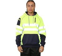 Hi Viz Long Sleeve Zip Up Hoodie, Unisex Hi Vis Pullover Hoodie, High Visibility Zipper Hoodie Sweatshirt, ID Pockets Work Hoodies for Men & Women (UK, Alpha, XXL, Regular, Regular, 2 Zip Yellow/Navy)