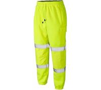 Hi Viz Men's Fleece Work Trousers Reflective Safety Hi Vis Joggers - Men High Visibility Combat Workwear Bottoms Pants (Yellow, 3XL)