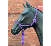 Hi-Viz Reflective Rope Headcollar with Lead Rope Se Fully Adjustable (Cob, Purple)