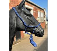Hi-Viz Reflective Rope Headcollar with Lead Rope Se Fully Adjustable (Cob, Royal Blue)