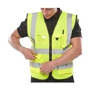 HI VIZ SAFETY VESTS HIGH VISIBILITY WAISTCOAT BLACK OR ORANGE WITH PHONE AND ID POCKETS (2XL, YELLOW ZIP)