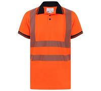 Hi Viz Stretchable Style Short Sleeve Polo Shirts High Visibility Heat Seal Reflective Tape Safety Hi Vis Security Lightweight Work Wear Shirts Tops (UK, Alpha, 3XL, Regular, Regular, Orange)