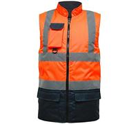 Hi Viz Super Soft Fleece Lined Bodywarmer Reversible Waterproof Gilet Hi Visibility Security Safety Workwear Waistcoat Body Warmer Padded Vests (3X-Large, Orange/Navy)