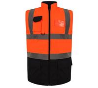 Hi Viz Vis High Visibility Zip Up Waistcoat Reflective Tape Safety Vest Hi Vis Security Work Body Warmer Winter Wear Outdoor Jacket Sleeveless Warm Coat (Orange/Navy Large)