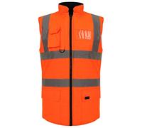 Hi Viz Vis High Visibility Zip Up Waistcoat Reflective Tape Safety Vest Hi Vis Security Work Body Warmer Winter Wear Outdoor Jacket Sleeveless Warm Coat (Orange X-Large)