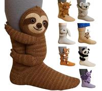 Hi-Y2Kgirls Animal Socks, Funny Cartoon 3D Knit Animal Socks for Women, Long Fashion Floor Alligator Shark Crochet Sleeping Sock for Christmas Holiday Home Gifts (Sloth)