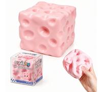 Hi-Y2Kgirls Cheese Squishy, Stress Relief Fidget Toy, Slow Rebound Block Simulation Food Squeeze Toy for Adults Gift Novelty Anxiety Calming Desk Party Favors (1PC-Pink)