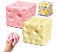 Hi-Y2Kgirls Cheese Squishy, Stress Relief Fidget Toy, Slow Rebound Block Simulation Food Squeeze Toy for Adults Gift Novelty Anxiety Calming Desk Party Favors (2PCS-Mix)