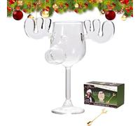 Hi-Y2Kgirls Christmas Eggnog Moose Mug, Christmas Vacation Moose Mugs, Thick Cute Glass Coffee Drink Mug, 240ml Clear Coffee Mugs Gifts for Family Friends Birthday Holiday (Tall Glass)