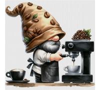 Hi-Y2Kgirls Gnome Cross Stitch Kits for Adults, Pre-Printed Stamped Coffee Goblin Embroidery Kits 11CT Needlework Kit DIY Artwork for Adults Beginners Girls Home Wall