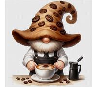 Hi-Y2Kgirls Gnome Cross Stitch Kits for Adults, Pre-Printed Stamped Coffee Goblin Embroidery Kits 11CT Needlework Kit DIY Artwork for Adults Beginners Girls Home Wall