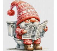 Hi-Y2Kgirls Gnome Cross Stitch Kits for Adults, Pre-Printed Stamped Gnome Toilet Full Embroidery Eco-Cotton Thread 18CT Printed Needlework Kit DIY Artwork for Adults Beginners Girls Home Wall
