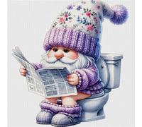 Hi-Y2Kgirls Gnome Cross Stitch Kits for Adults, Pre-Printed Stamped Gnome Toilet Full Embroidery Eco-Cotton Thread 18CT Printed Needlework Kit DIY Artwork for Adults Beginners Girls Home Wall
