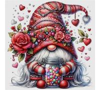 Hi-Y2Kgirls Gnome Stamped Cross Stitch Kits- Rose Gnome 11CT Cross Stitch Kits for Beginners Adults Needlepoint Cross-Stitch, Gnome Patterns Needlecrafts Embroidery Kits Arts Crafts