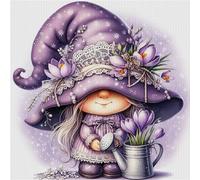 Hi-Y2Kgirls Gnome Stamped Cross Stitch Kits- Tulip Gnome 11CT Cross Stitch Kits for Beginners Adults Needlepoint Cross-Stitch, Gnome Patterns Needlecrafts Embroidery Kits Arts Crafts