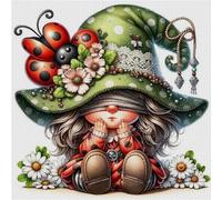 Hi-Y2Kgirls Ladybird Gnome Stamped Cross Stitch Kits- 11CT Ladybird Gnome Cross Stitch Kits for Beginners Adults Needlepoint Cross-Stitch, Gnome Patterns Needlecrafts Embroidery Kits Arts Crafts