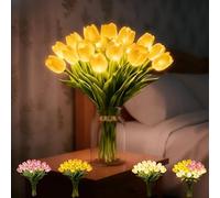 Hi-Y2Kgirls Radiant Romantic Tulip Light, 15 Pcs Twinkling Real Touch Tulips Lamp, Flower Lights for Mother's Home Kitchen Wedding Dining Table Decor (Yellow)