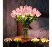 Hi-Y2Kgirls Radiant Romantic Tulip Light, 15 Pcs Twinkling Real Touch Tulips Lamp, Flower Lights for Mother's Home Kitchen Wedding Dining Table Decor (Pink)
