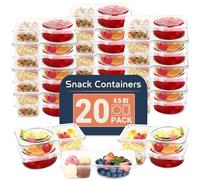 Hi-YomiLaugh 20 Sets Reusable Snack Containers with Lids, BPA-Free Double Compartment Condiment Storage, Leakproof Dipping Cups for Meal Prep, Portion Control, Travel & Outdoor Use