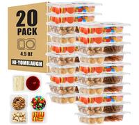 Hi-YomiLaugh 20 Sets Reusable Snack Containers with Lids, BPA-Free Double Compartment Condiment Storage, Leakproof Dipping Cups for Meal Prep, Portion Control, Travel & Outdoor Use