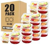 Hi-YomiLaugh 20 Sets Reusable Snack Containers with Lids, BPA-Free Double Compartment Condiment Storage, Leakproof Dipping Cups for Meal Prep, Portion Control, Travel & Outdoor Use