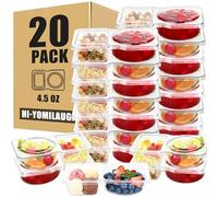 Hi-YomiLaugh 20 Sets Reusable Snack Containers with Lids, BPA-Free Double Compartment Condiment Storage, Leakproof Dipping Cups for Meal Prep, Portion Control, Travel & Outdoor Use
