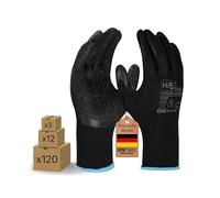 Hi5 X-Basic Work Gloves - 10G Polyester - Latex Crinkle Coating - Strong Grip & Flexible - EN 388:3141X - Black (XXL, Pack of 12)