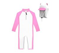 HiABsee Baby Swimsuits Toddler Swimming Costume UV Protection Baby Rash Guard Wetsuit with Crotch Zopper, Pink (18-24M)