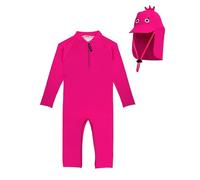 HiABsee Baby Toddler Swimsuit Infant One Piece Zip Swimsuit UPF 50+ Sun Protection Rashguard Swimwear with Sun Hat, Rose (0-6M)