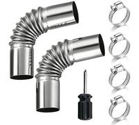 Hiacinto Auxiliary Heater Exhaust Pipe Angle Connector 25 mm Stainless Steel Exhaust Hose with 4 Clips for Diesel Heating & Car Heater Pack of 2