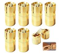 Hiacinto Pack of 6 Mini Hinges 8 mm - Invisible Brass Barrel Hinge with 180 Degree Opening Angle for Cupboard, Furniture, DIY Gift Boxes & Jewellery Box (Gold)