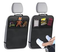 HIAHXC 2Pcs Kick Mats Back Seat Protector for Kids,Car Seat Kick Mats,Universal Waterproof & Stain Resistant Seat Protectors,Adjustable Car Backseat Organizer with Pockets,Baby Essentials