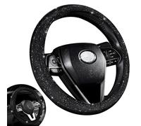 HIAHXC 36-39 CM Steering Wheel Cover Sparkly Rhinestones Steering Wheel Covers Bling Car Wheel Cover Car Accessories for Women (Black)