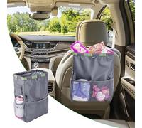 HIAHXC Car Bin Foldable Hanging Car Trash Bin with Storage Pockets Bin for Car Waterproof Car Trash Can Car Accessories Interior (Grey)